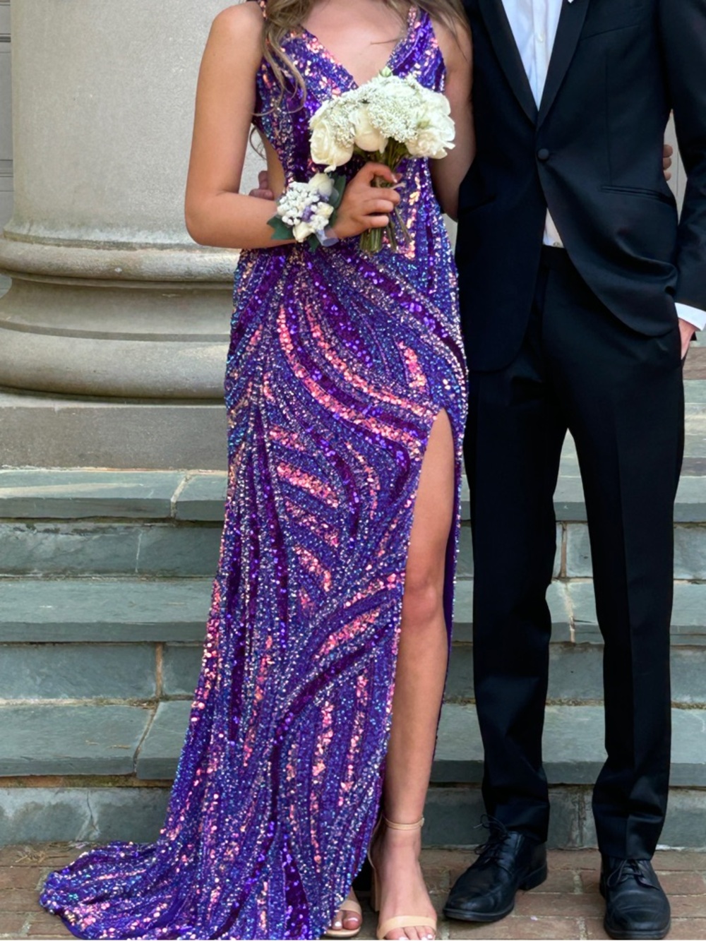 Jovani Purple Sequin Gown Prom Dress 6 Like New - Picture 2 of 8